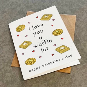 Lot de gaufres Je t'aime - Jolie carte de Saint-Valentin - Carte d'amour pour petit ami ou petite amie - Carte de voeux pour le petit déjeuner et le brunch