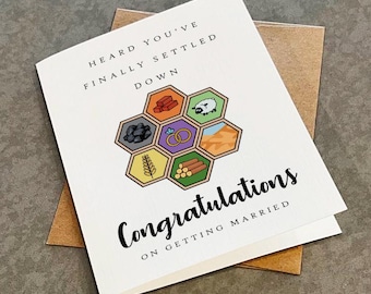 Tarjeta de boda con divertido juego de mesa: ¡Felicidades por la boda!