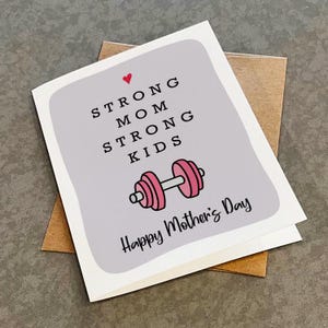 Carte de voeux pour maman d'entraînement, carte de voeux pour la fête des mères, carte de fête des mères pour aller à la salle de sport pour maman, carte de fête des mères pour enfants forts, maman forte pour elle