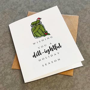 Carte de Noël cornichon à l'aneth - voeux de vacances drôles pour amateur de cornichons - vous souhaitant de belles fêtes de fin d'année