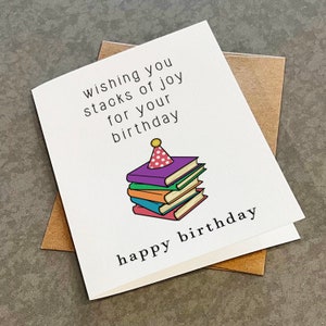 Carte d'anniversaire lecture - Je vous souhaite beaucoup de joie - Carte de voeux mignonne et simple pour un lecteur passionné ou un membre d'un club de lecture