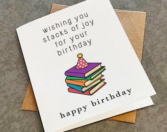 Book Lover Birthday Card: Stacks of Joy, Avid Reader Gift