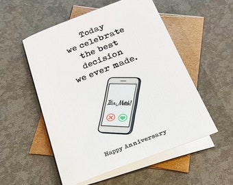 Online Dating Anniversary Card, Cute Anniversary Card For Girlfriend, Best Right Swipe Ever - Internet Dating Card For Boyfriend