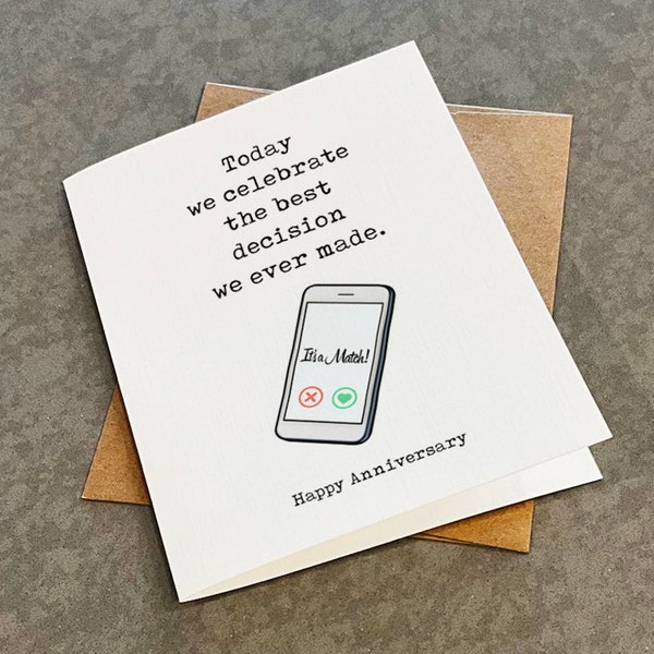 Online Dating Anniversary Card, Cute Anniversary Card For Girlfriend, Best Right Swipe Ever - Internet Dating Card For Boyfriend