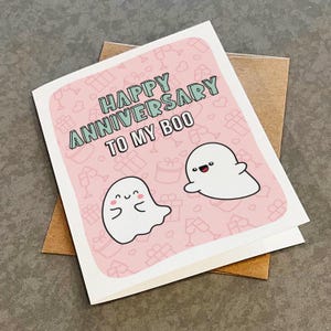 Jolie et adorable carte de voeux fantôme pour petit ami, joyeux anniversaire à mon petit ami, joli cadeau d'anniversaire pour petite amie, carte A2 blanche