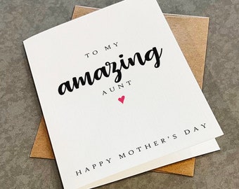 Amazing Aunt Mother's Day Card -  Simple & Elegant Mother's Day Card For Aunt, Mom Card For Supportive Aunt
