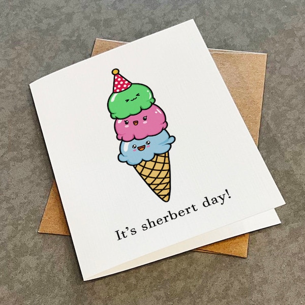 Cute Birthday Card For Daughter, It's Sherbert Day Birthday Card, Punny Greeting Card For Her, Funny Birthday Gift For Husband