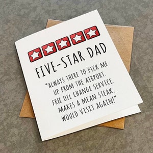Carte de fête des pères très bien notée - Papa cinq étoiles - Avis plein d'esprit Carte de fête des pères au meilleur papa du monde - Papa génial