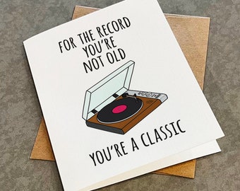 Funny Birthday Card For Vinyl Collector: Classic Retro Turntable Record Player Greeting Card