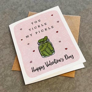 Carte de Saint-Valentin cornichon à l'aneth - voeux drôle de Saint-Valentin pour amateur de cornichons - You Tickle My Pickle