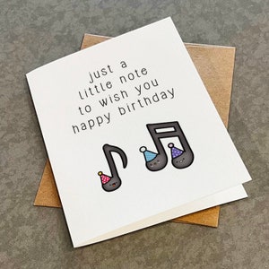 Carte d'anniversaire avec note de musique - Jolie carte de voeux d'anniversaire pour musicien majeur - Juste un petit mot pour vous souhaiter un joyeux anniversaire