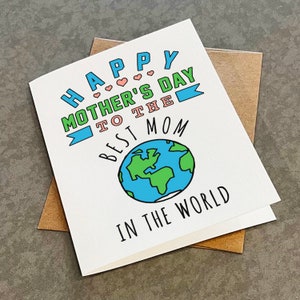 La meilleure carte de fête des mères, carte de joyeuse fête des mères pour la meilleure maman du monde, carte de voeux planète Terre mère nature pour femme
