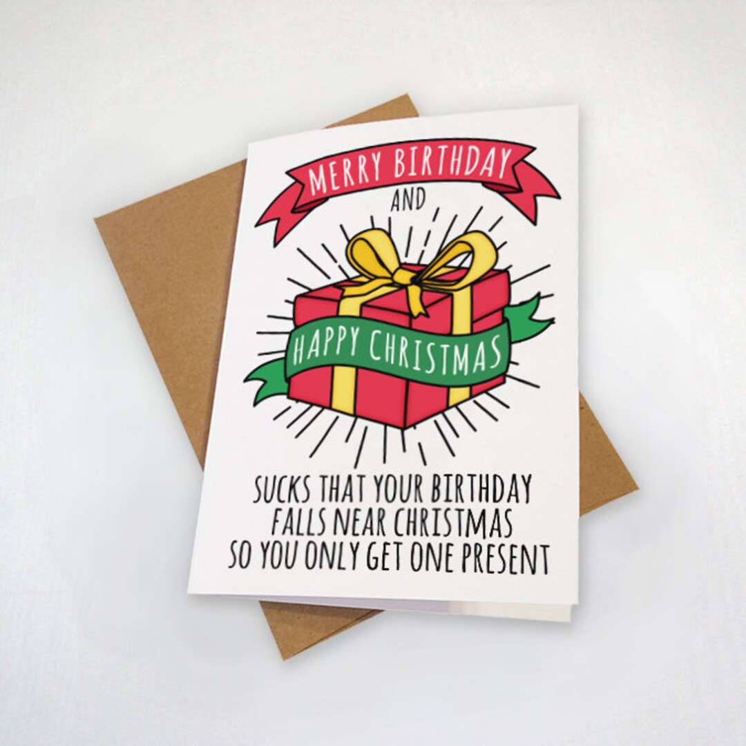 Merry Birthday and Happy Christmas Birthday Card for - Etsy Australia