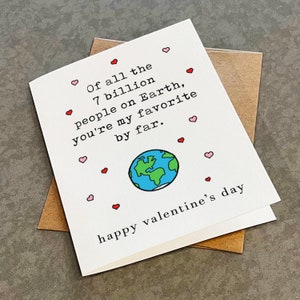 Carte de Saint-Valentin de personne préférée sur terre, belle carte de voeux de Saint-Valentin petit ami - carte de Saint-Valentin douce pour lui