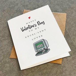 Une excellente carte de Saint-Valentin pour mari, carte de voeux drôle de Saint-Valentin pour assistant de feuille de calcul - Douce carte de voeux pour la Saint-Valentin pour elle