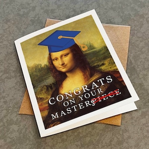 Carte de remise des diplômes de la Joconde, félicitations pour votre maîtrise, carte de remise des diplômes de maîtrise drôle, carte de diplômé, carte de félicitations