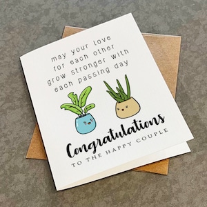 Adorable carte de félicitations pour couple nouvellement fiancé ou marié, jolie carte de félicitations pour mariage, carte de voeux pour la meilleure amie, meilleure amie