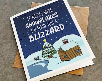 Kisses & Snowflakes Greeting Card: Winter Holiday Card For Boyfriend