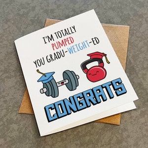 Carte de remise des diplômes en musculation - carte drôle de diplômé pour lui, carte de félicitations pour le meilleur ami, copain de gym, frère - totalement pompé