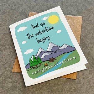 Carte de félicitations de mariage pour couple en plein air, carte de félicitations pour couple de camping et de randonnée pour nouveau couple marié