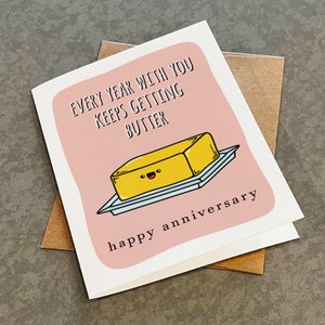 Carte d'anniversaire drôle de beurre, adorable carte d'anniversaire pour petit ami, voeux mignon pour petite amie, cadeau d'anniversaire de première année pour lui