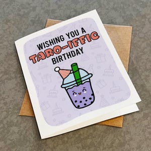 Carte d'anniversaire Taro Bubble Tea - Jolie et jolie carte d'anniversaire pour un meilleur ami - Bulle aromatisée au taro