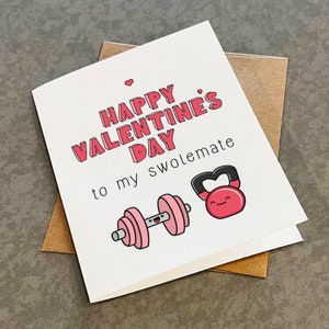 Joyeuse Saint-Valentin à mon copain - Jolie carte de voeux pour la Saint-Valentin sur le thème de la salle de sport - Carte de voeux A2 blanc mat