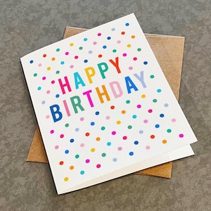 Carte d'anniversaire thème confettis - jolie carte de joyeux anniversaire