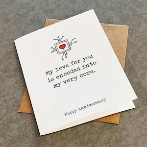 Carte de voeux ringard d'anniversaire pour mari, jolie carte d'anniversaire d'ingénieur informatique, carte d'anniversaire de mariage romantique, blanc mat A2