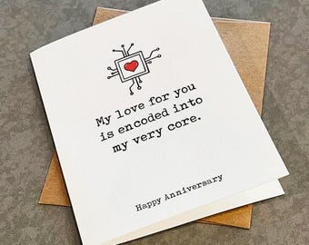 Nerdy Anniversary Card: Computer Engineer, Romantic Gift (A2)