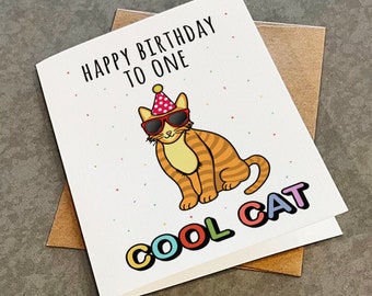 Cool Cat Birthday Card, Cat Lover Gift