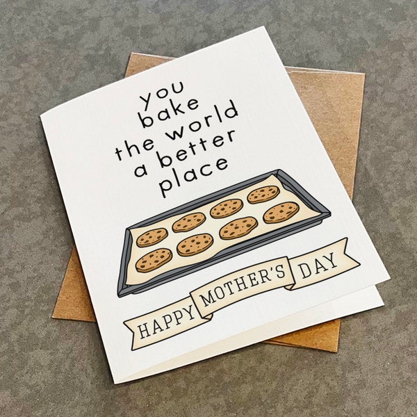 Carte de fête des mères pour les boulangers - Carte de voeux de cuisson des biscuits pour maman ou meilleur ami - Pépites de chocolat