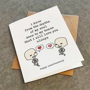 Carte d'anniversaire sur le thème squelette d'Halloween pour mari, belle carte de voeux d'anniversaire d'automne - Je t'aimerai toujours - Anniversaire d'octobre