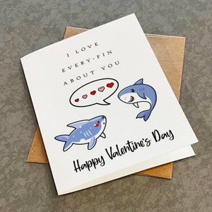 J'aime chaque aileron de vous - Joli petit ami de carte de Saint-Valentin de requin - Idée cadeau adorable de Saint-Valentin pour petite amie