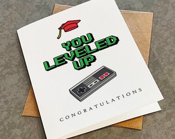 Gamer Graduation Card: You Leveled Up, Retro Gaming Fan