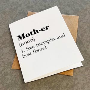 Définition amusante de la mère en anglais, carte de fête des mères hilarante pour maman, carte de voeux pour meilleure amie, carte de voeux A2 blanc mat