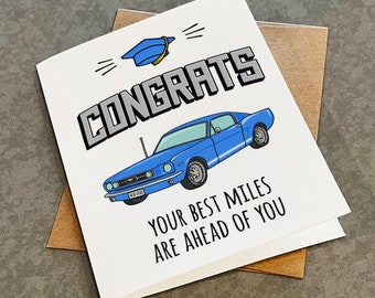 Muscle Car Graduation Card: Congrats New Graduate