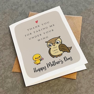Jolie carte de fête des mères pour belle-mère, adorable carte de voeux oiseau belle-mère, superbe carte de voeux pour maman, carte de voeux A2 blanc mat
