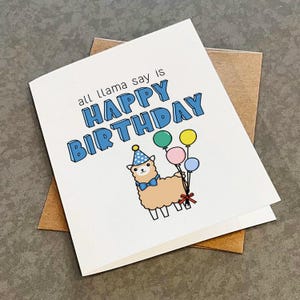 Carte d'anniversaire drôle de lama - jolie carte d'anniversaire pour les amoureux des animaux - carte de voeux blague papa petit pour anniversaire garçon ou fille