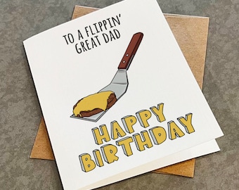 A Flipping Great Dad - Grill Master Birthday Card For Dad - Smash Burgers With Cheese - BBQ King