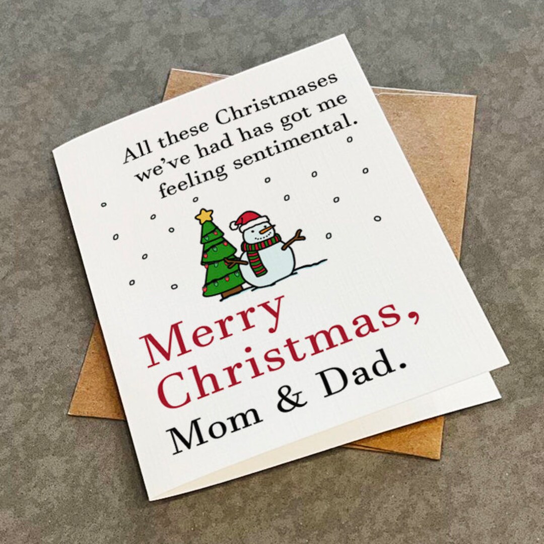 Sentimental Christmas Card for Mom &amp; Dad Cute Christmas Greeting for ...