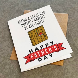 Papa bûcheron - carte de fête des pères - jeu de mots de lancer de hache - carte de voeux drôle papa hipster