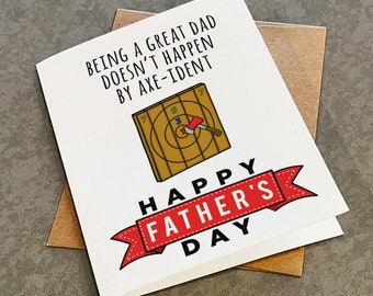 Tarjeta divertida del Día del Padre con un hachazo - Papá leñador