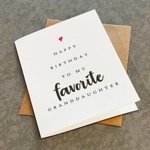 Carte d'anniversaire petite-fille préférée - voeux d'anniversaire doux et simples pour petite-fille - belle carte-cadeau d'anniversaire pour nouveau-né