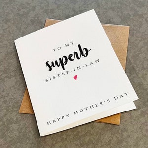 Superbe belle-sœur carte de fête des mères, carte de fête des mères simple et élégante pour belle-soeur, pour elle