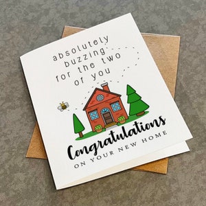 Adorable carte de félicitations, carte de nouvelle maison pour couple, jolie carte de félicitations pour nouvelle maison, carte de pendaison de crémaillère pour couple marié