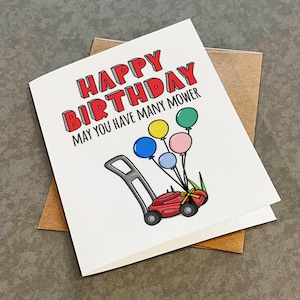 Carte d'anniversaire drôle de tondeuse à gazon pour papa ou grand-père - Carte de voeux d'anniversaire de tondeuse à gazon