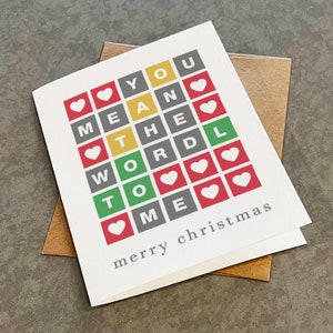 Carte Wordle de Noël - Pour moi, c'est toi le mot - Jolie carte de Noël pour fan de Wordle, carte de vœux pour les fêtes de fin d'année