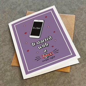 Vous avez commencé par un balayage vers la droite - carte de Saint-Valentin - carte d'amour pour petite amie, petit ami - joli cadeau de Saint-Valentin pour lui
