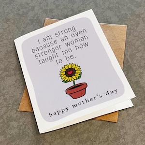 Carte de voeux pour la fête des mères, maman forte, douce carte de fête des mères pour maman, adorable carte de fête des mères pour elle